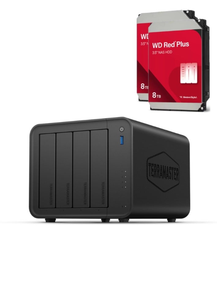TERRAMASTER F4-425 4-Bay NAS Storage – Intel x86 Quad-Core CPU, 4GB RAM, 2.5GbE LAN, Network Attached Storage Multimedia Server for Home Users | 16TB Bundle (2 X 8TB WD Red Plus) - Image 1